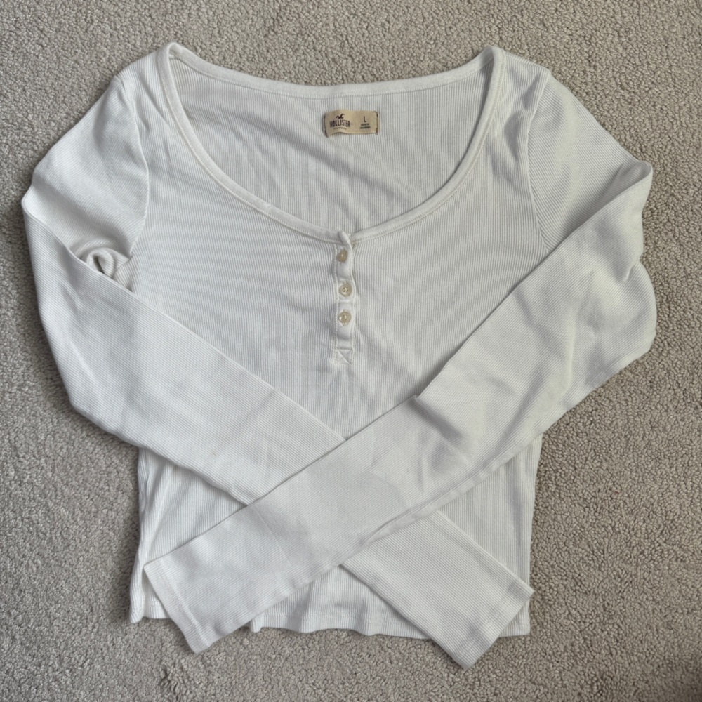 Hollister Button Detail Ribbed Long Sleeve